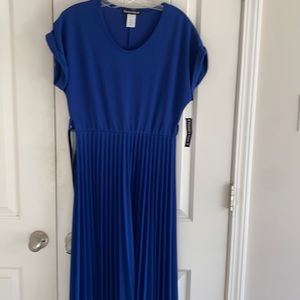 NWT blue pleated knee length dress